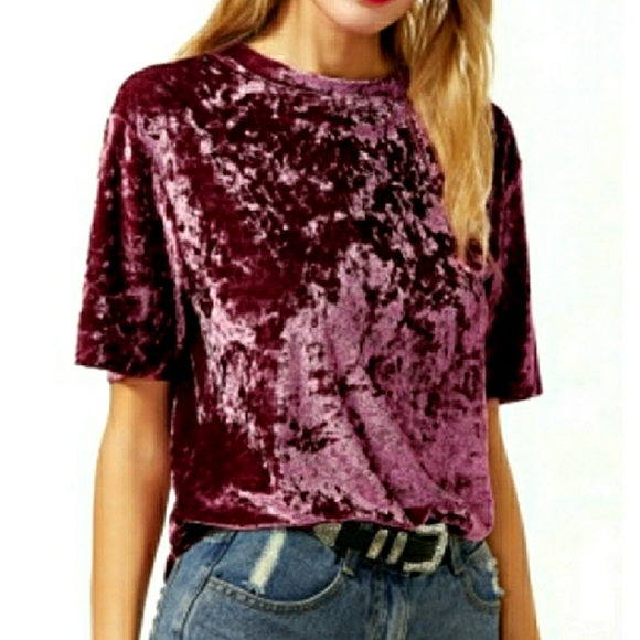 Boutique Tops - LAST ONE! Crushed Velvet Tee Style Top
